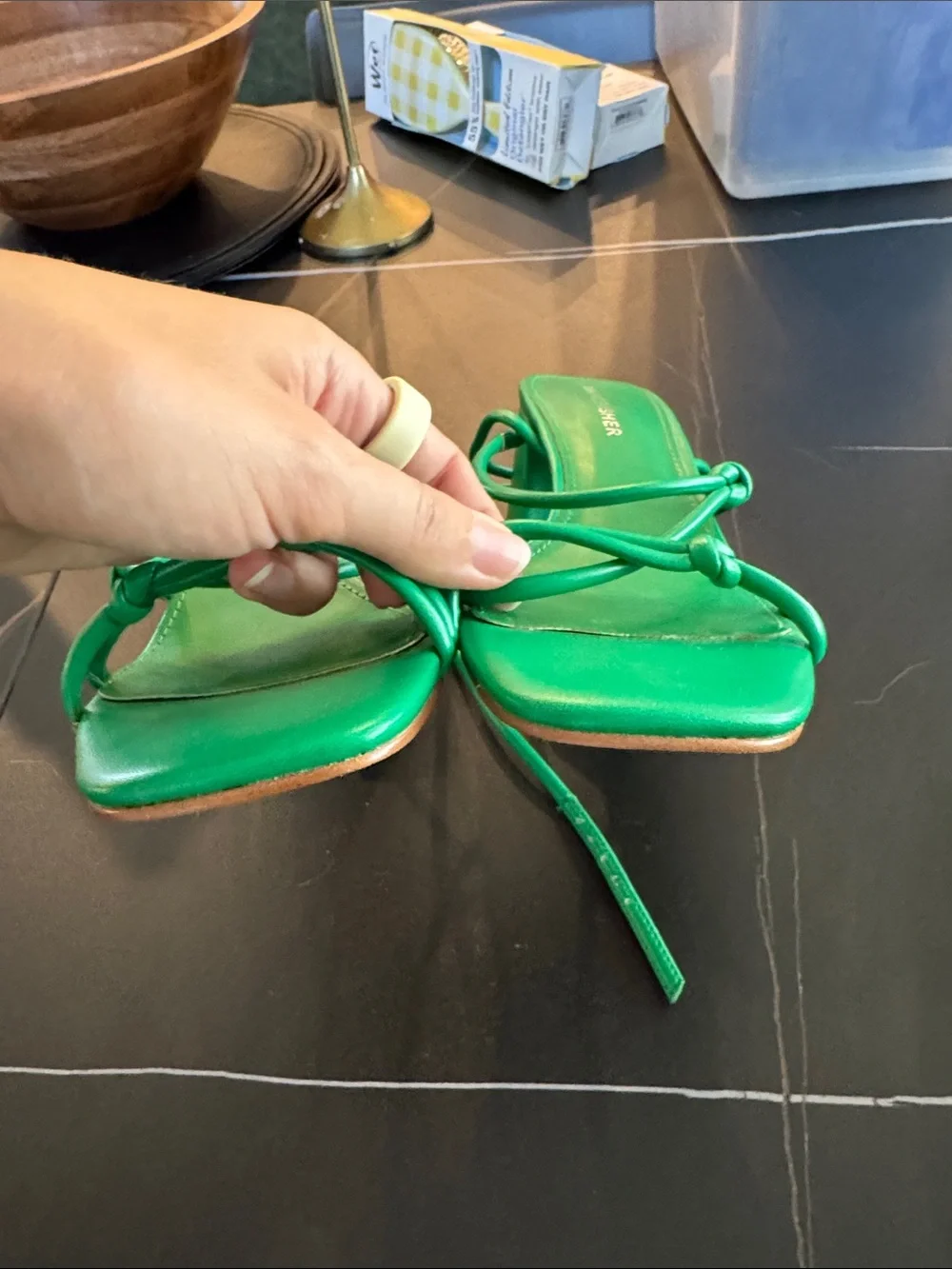 Marc Fisher Emerald Green Strappy Block Heel Sandals